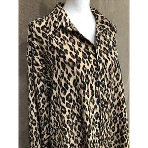 Brian Brothers 2X Plus Animal Print Brown Long Sleeve Top Blouse #389